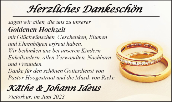 Hochzeitsanzeige von Kätthe Ideus von EZ