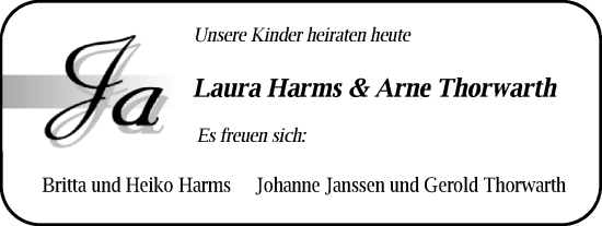 Hochzeitsanzeige von Laura Harms von BM