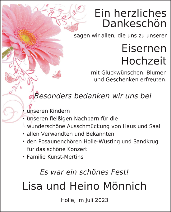 Hochzeitsanzeige von Lisa Mönnich von NWZ