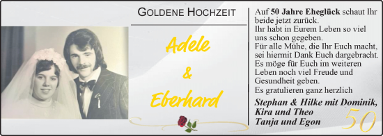 Hochzeitsanzeige von Adele  von EZ
