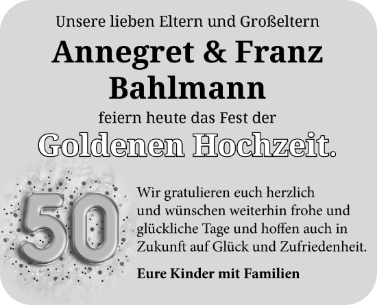 Hochzeitsanzeige von Annegret Bahlmann von NWZ
