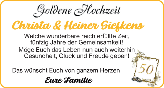 Hochzeitsanzeige von Christa Siefkens von EZ