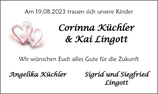 Hochzeitsanzeige von Corinna  Küchler von EZ