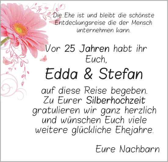 Hochzeitsanzeige von Edda Gerdes von BM