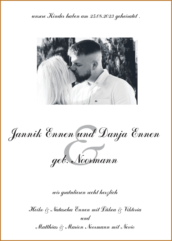 Hochzeitsanzeige von Jannik Ennen von EZ