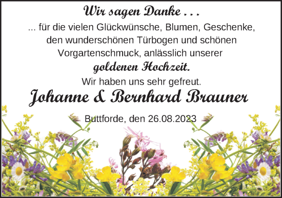 Hochzeitsanzeige von Johanne Brauner von BM