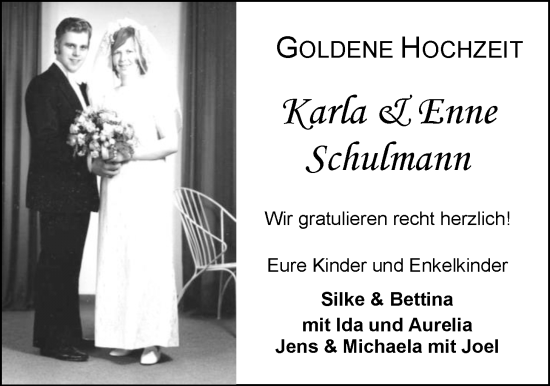 Hochzeitsanzeige von Karla Schulmann von EZ