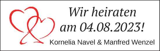 Hochzeitsanzeige von Kornelia Navel von NWZ