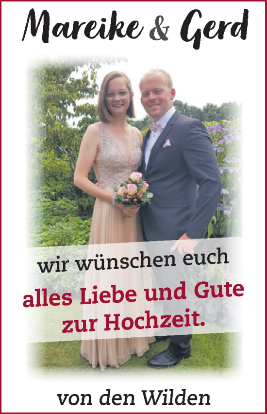 Hochzeitsanzeige von Mareike  von NWZ