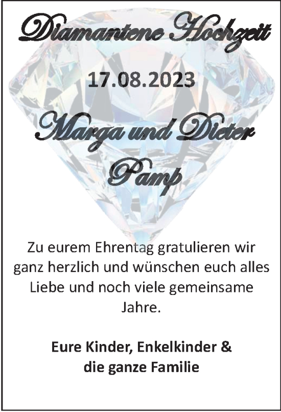 Hochzeitsanzeige von Marga Pamp von NWZ