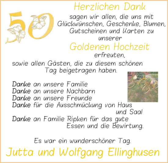 Hochzeitsanzeige von Wolfgang Ellinghusen von NWZ