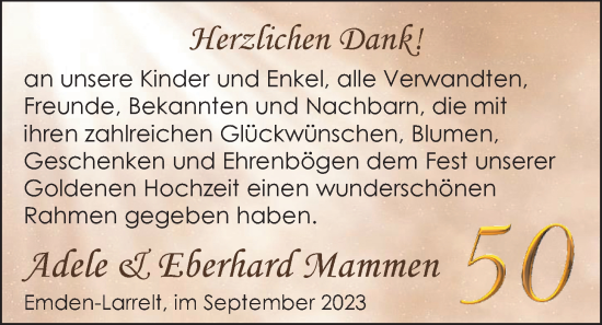 Hochzeitsanzeige von Adele Mammen von EZ