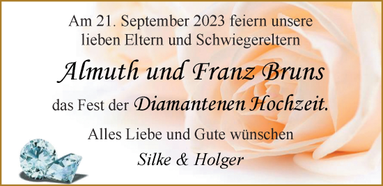 Hochzeitsanzeige von Almuth Bruns von EZ