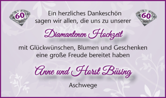 Hochzeitsanzeige von Anne Büsing von NWZ