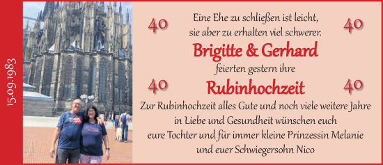 Hochzeitsanzeige von Brigitttte  von EZ