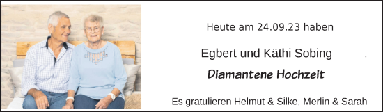 Hochzeitsanzeige von Egbert Sobing von NWZ