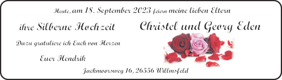 Hochzeitsanzeige von Georg Eden von BM