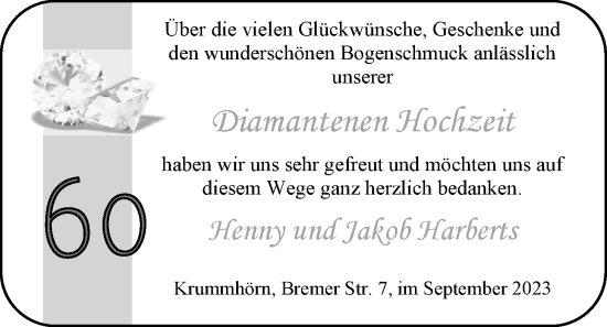 Hochzeitsanzeige von Henny Harberts von EZ