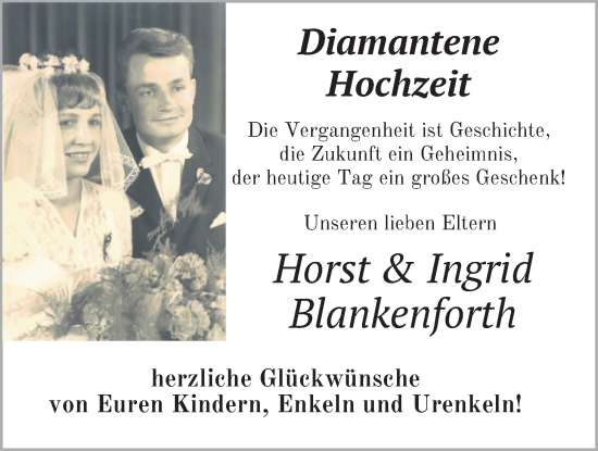 Hochzeitsanzeige von Horst Blankenforth von NWZ