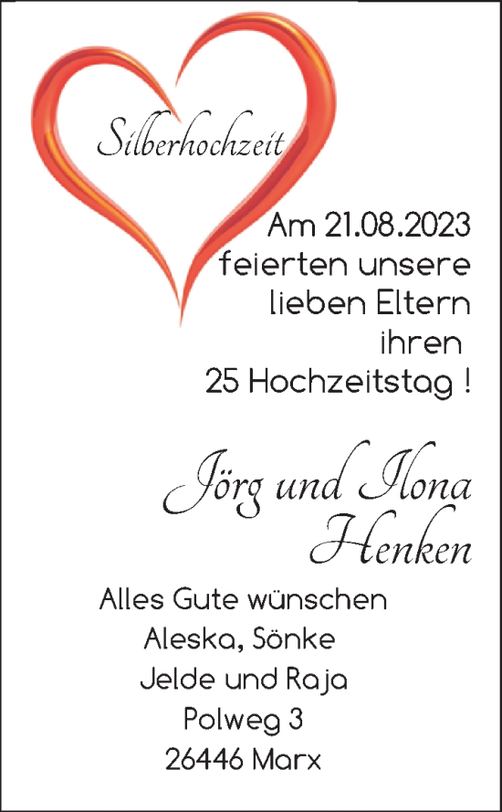Hochzeitsanzeige von Jörg Henken von BM