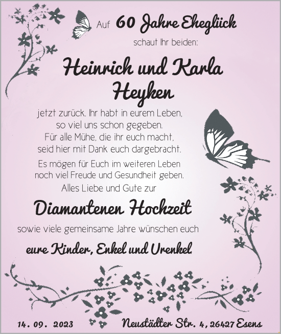 Hochzeitsanzeige von Karla Heyken von BM