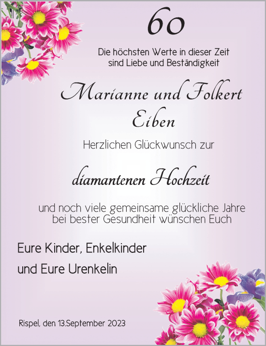 Hochzeitsanzeige von Marianne Eiben von BM