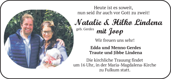 Hochzeitsanzeige von Natalie Gerdes von BM