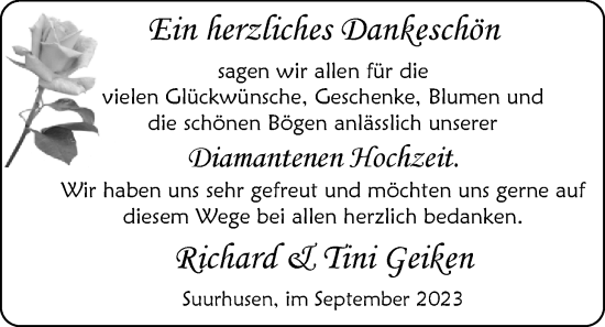 Hochzeitsanzeige von Richard Geiken von EZ