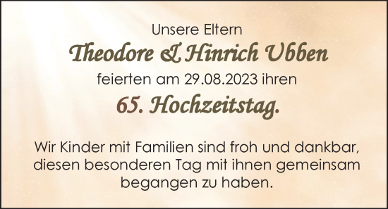 Hochzeitsanzeige von Theodore Ubben von EZ