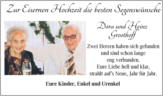Hochzeitsanzeige von Dora Groothoff von NWZ
