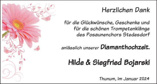 Hochzeitsanzeige von Hilde Bojarski von BM