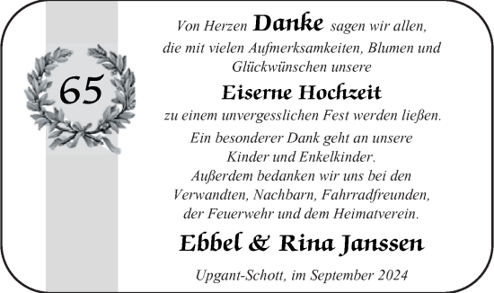 Hochzeitsanzeige von Ebbel Janssen von EZ