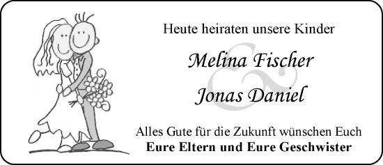 Hochzeitsanzeige von Melina Fischer von EZ