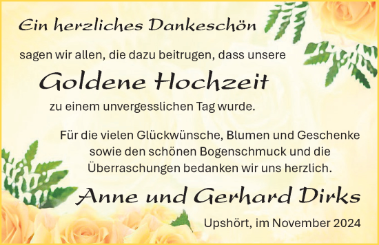 Hochzeitsanzeige von Anne Dirks von BM