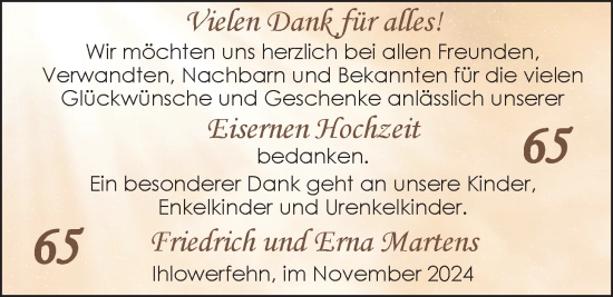 Hochzeitsanzeige von Friedrich Martens von EZ