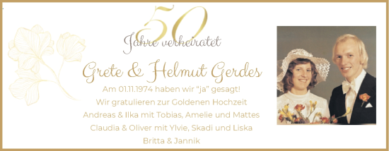 Hochzeitsanzeige von Grete Gerdes von EZ