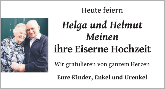 Hochzeitsanzeige von Helga Meinent von NWZ