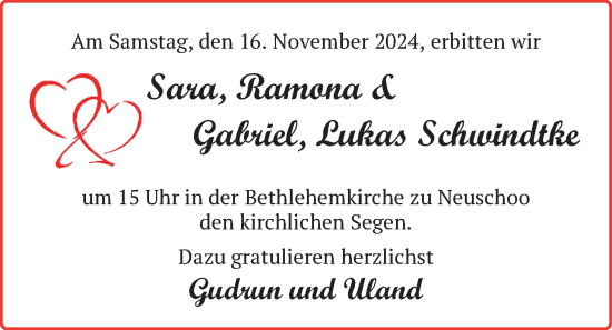 Hochzeitsanzeige von Sara Schwindtke von BM