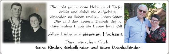 Hochzeitsanzeige von Zur eisernen  von EZ