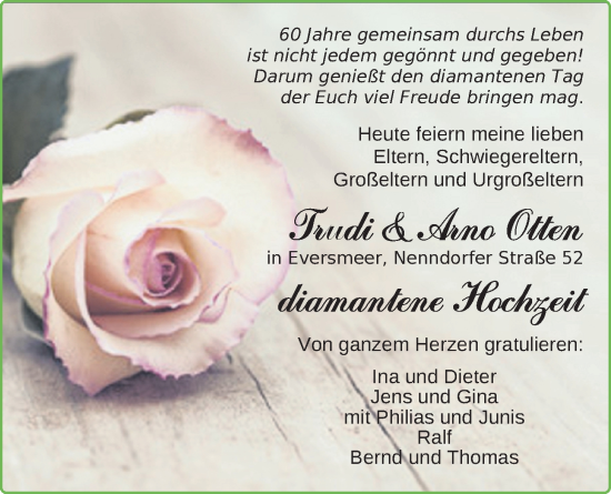 Hochzeitsanzeige von Trudi Otten von BM