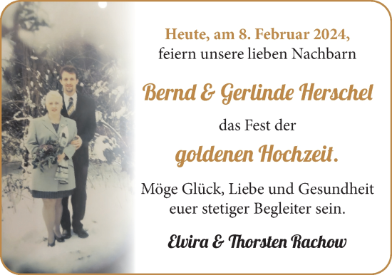 Hochzeitsanzeige von Bernd Herschel von BM