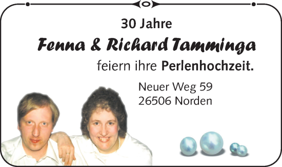 Hochzeitsanzeige von Fenna Tamminga von NWZ