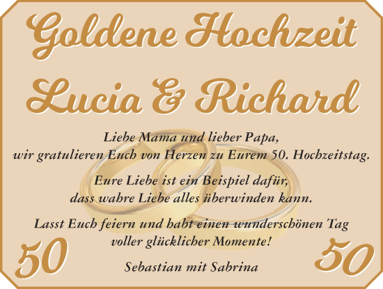 Hochzeitsanzeige von Lucia  von NWZ