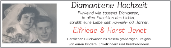 Hochzeitsanzeige von Elfriede Jenet von NWZ