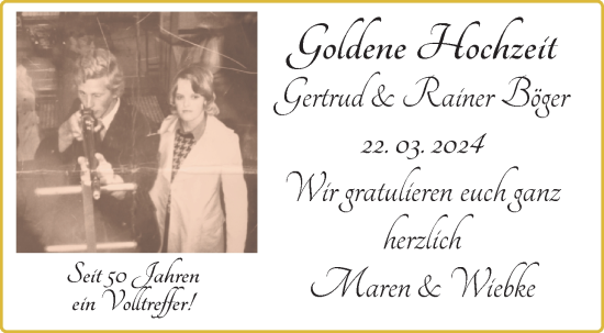 Hochzeitsanzeige von Gertrud Böger von NWZ