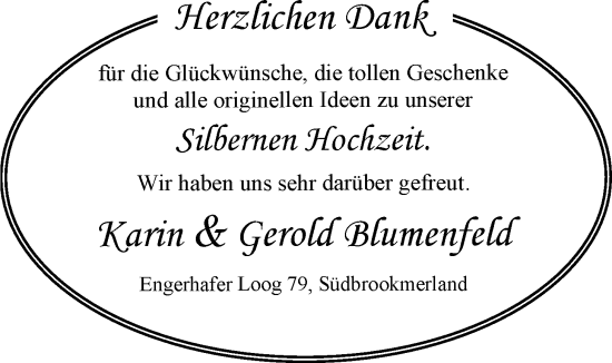 Hochzeitsanzeige von Karin Blumenfeld von EZ