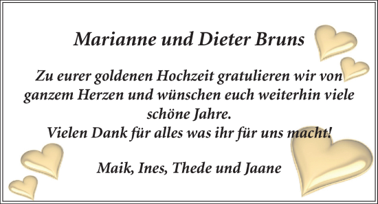 Hochzeitsanzeige von Marianne Bruns von BM