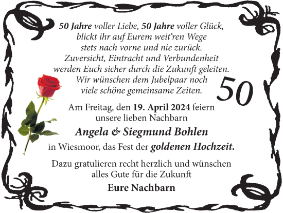 Hochzeitsanzeige von Angela Bohlen von EZ