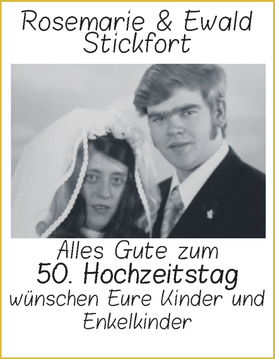Hochzeitsanzeige von Ewald Stickfort von NWZ