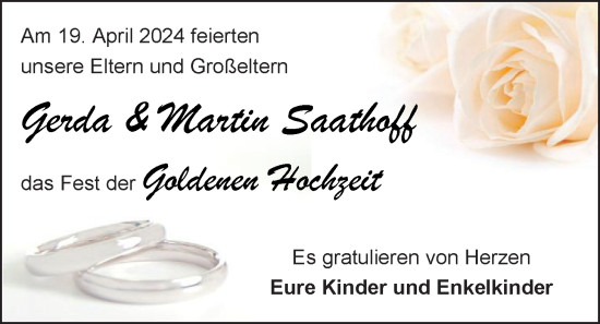 Hochzeitsanzeige von Gerda Saathoff von EZ